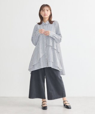 earth music&ecology アシンメトリーティアードチュニック Stripe