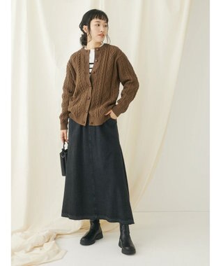 CRAFT STANDARD BOUTIQUE リサイクルポリエステルケーブルカーディガン Brown