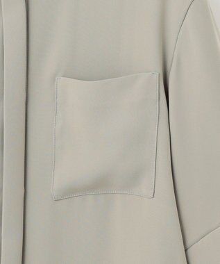 ICB 【UVカット・防シワ・洗える】ライトダブルクロス バンドカラーブラウス スモークグレー系