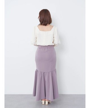 earth music&ecology ギャザー切替マーメイドスカート Grayish Pink