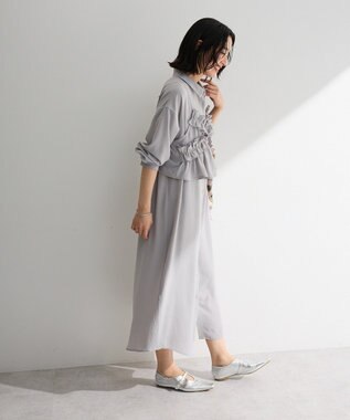Green Parks ＳＥＴ２点フリルビスチェ＋シャツワンピース Gray