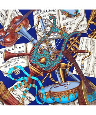 Marca 【伝統横濱スカーフ】演奏会  大判 シルクツイル スカーフ ダークネイビー