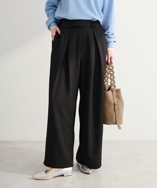 Green Parks デザインタックワイドパンツ Black