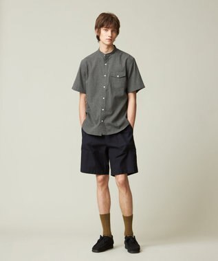 J.PRESS MEN 【HYBRID LINEN】 バンドカラーシャツ グレー系