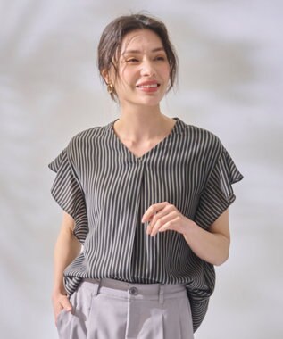  【洗濯機可能】マットビンテージサテンブラウス