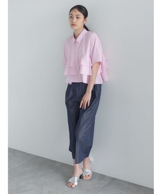 Te chichi 半袖ティアードフリルクロップトシャツ ピンク