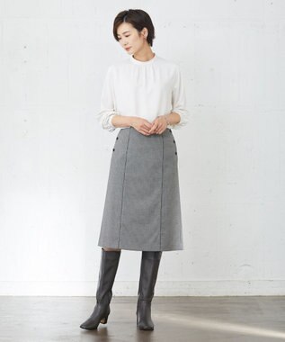 J.PRESS LADIES L 【洗える】Mixツイードチェック スカート ライトグレー系3
