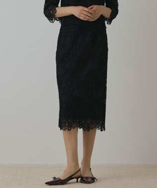 GRACE CONTINENTAL レ－スタイトスカート ブラック