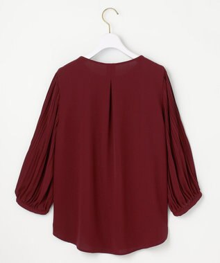 ANY SIS L 【洗える】プリーツスリーブ ブラウス ボルドー