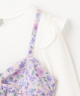 ANY KIDS 花柄キャミセット 長袖 Tシャツ ホワイト×ラベンダー系花柄