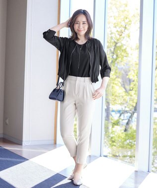 Tiaclasse シアーラウンドネックブルゾン ブラック