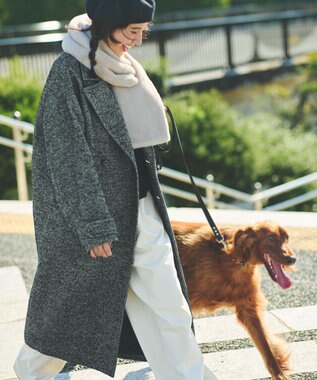 uncrave ロング チェスターコート（uncrave WHITE） へリンボーンブラック