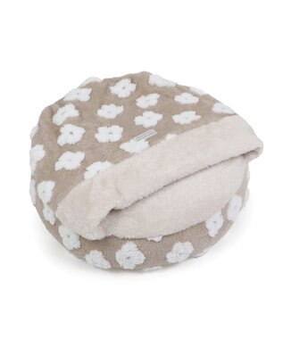 PET PARADISE ペットパラダイス ボア寝袋 丸型 《お花柄》S 径50cm  超小型犬 ベージュ