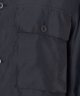 NAVE 【ReNAVE・セットアップ可/洗える/UVケア/接触冷感】フィブリルシャンブレー オープンカラーシャツ ブラック系