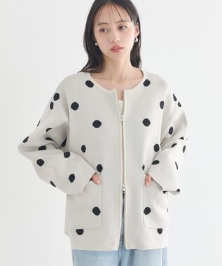 earth music&ecology 【予約】ダブルジップドットカーディガン ドット