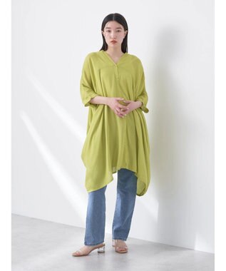 earth music&ecology レーヨンビッグシャツチュニック Lime Green