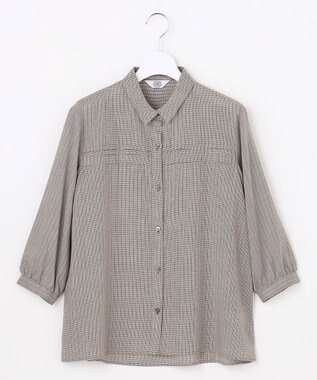 J.PRESS LADIES L 【シーンレスに活躍】ウォッシャブルキュプラツイル タックデザイン ブラウス ダークブラウン系