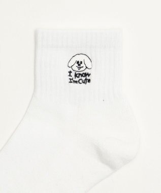 WEGO 手描き風刺繍アンクルパイルソックス 柄2