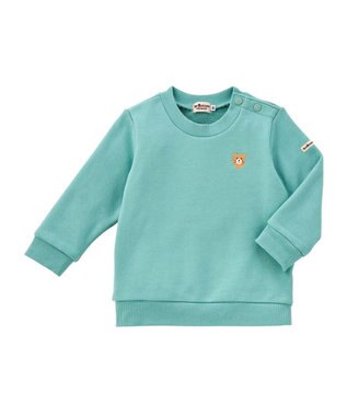 MIKI HOUSE HOT BISCUITS 【70-120cm】【Everyday Series】ワンポイント くすみカラー裏毛パイルトレーナー ストームグリーン