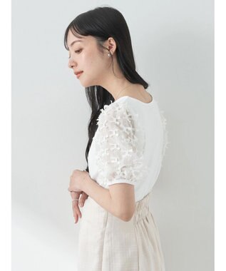 earth music&ecology リボンスリーブプルオーバー Ivory