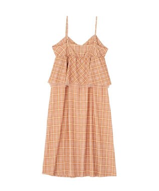 Green Parks ペプラムチェックキャミワンピース Orange