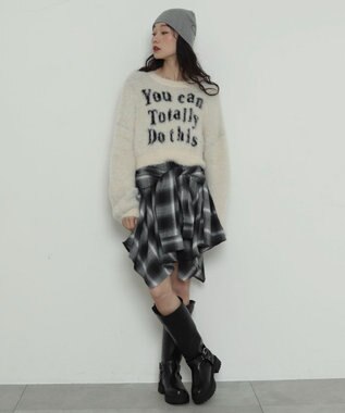 WEGO ロゴシャギーショートニット ホワイトアイボリー