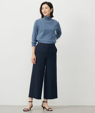 J.PRESS LADIES Shineシャンブレーツイル クロップド パンツ ネイビー系