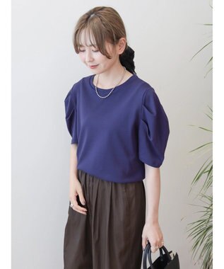 AMERICAN HOLIC 接触冷感タックスリーブ５分袖カットプルオーバー Purple