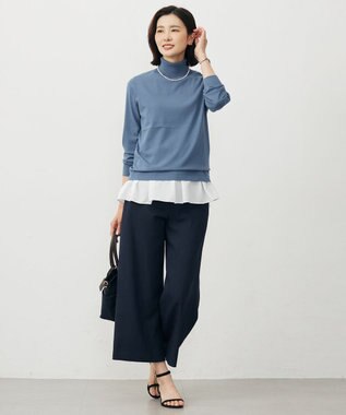 J.PRESS LADIES Shineシャンブレーツイル クロップド パンツ ネイビー系