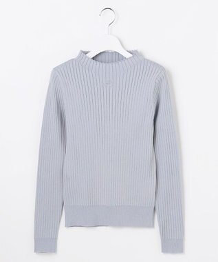 Feroux 【洗える】ロゴリブ プルオーバー ニット ライトグレー系