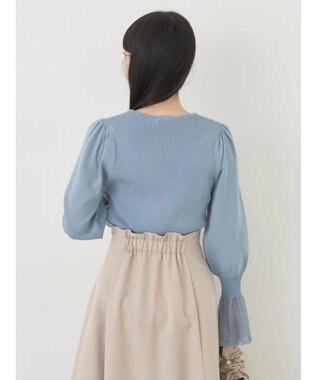 earth music&ecology 袖ポイントニットプルオーバー Blue