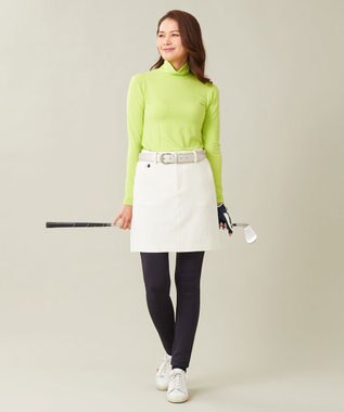 23区GOLF 定番あたたかインナー【WOMEN】エニワイズ無地 カットソー 黄緑系