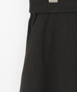 自由区 【洗える・ストレッチ素材】リネンヴィスコースストレッチ フレアスカート ブラック系