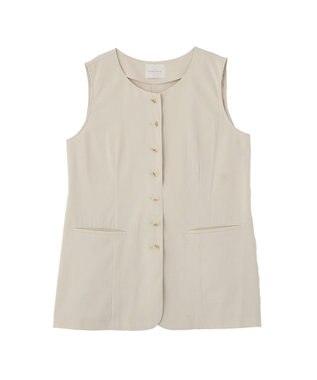 Green Parks クルーネック多釦ジレ Natural