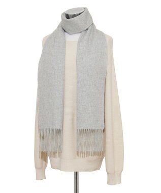 MOONBAT プラスムーンバット (+moonbat) カシミヤ100％無地マフラー 洗える 190㎝×30㎝ グレー