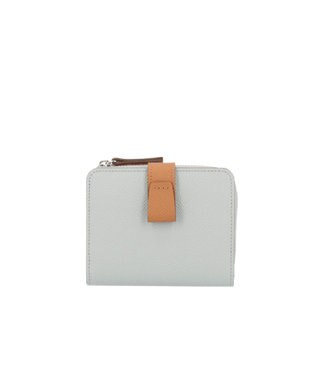 Atelier nuu 日本製 noble L字ファスナー二つ折りウォレット アイスグレー×キャメル