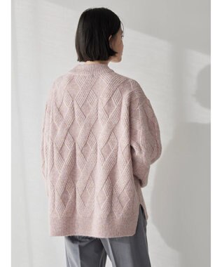 AMERICAN HOLIC Ｍｉｘヤーンモックネックケーブルニットプルオーバー Pink