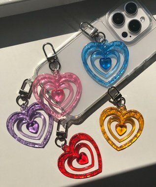 WEGO カラフルクリアハートミニキーホルダー ブルー