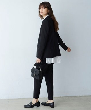 ICB L 【洗える】ウール2WAYストレッチ テーパードパンツ ブラック系