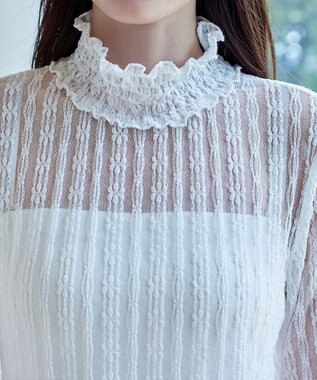 Tiaclasse 【安田美沙子さん着用・選べる4type】ハイネックカットソートップス レースホワイト