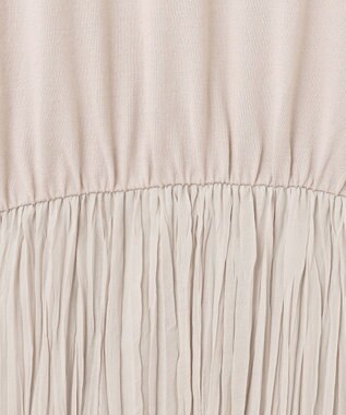 自由区 L 【カタログ掲載・洗える】ジョーゼットプリーツコンビ ワンピース サンドベージュ