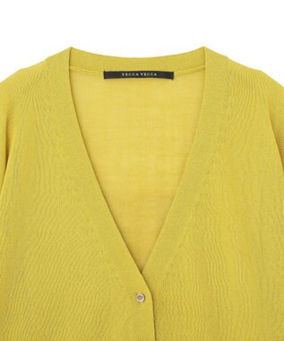 YECCA VECCA シアーニットVネックカーディガン Yellow