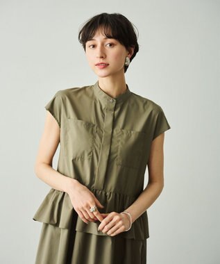 #Newans 【洗える】ラウンドフリルワンピース カーキ