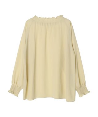 earth music&ecology シャーリングネックブラウス Yellow