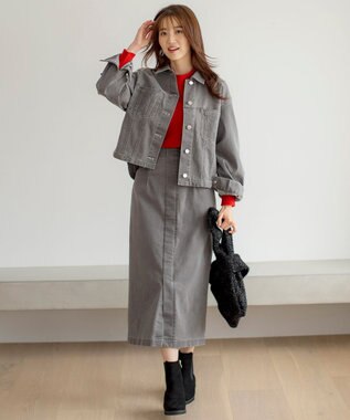 ANY SIS 【洗える】ストレッチライトデニム ジャケット グレー