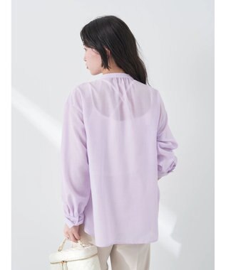earth music&ecology シアーギャザーネックブラウス Lavender