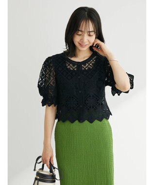 Green Parks ・ＳＵＧＡＲ　ＳＰＯＯＮ　２ｗａｙクロシェカーディガン Black