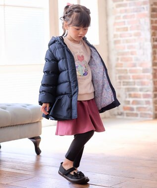 ANY KIDS 【洗濯機OK】中綿 リボン コート ネイビー