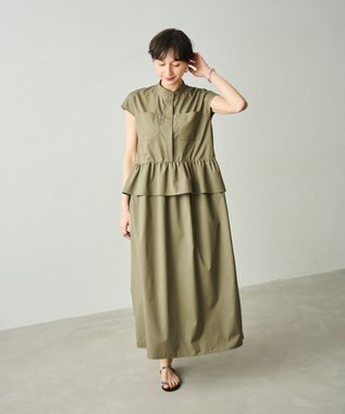 #Newans 【洗える】ラウンドフリルワンピース カーキ