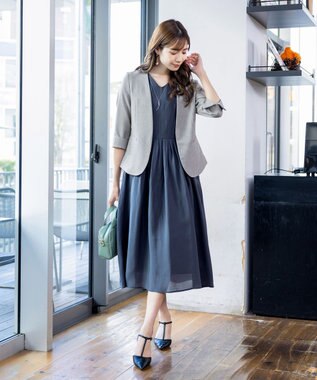 Tiaclasse 【吸水速乾・接触冷感・UVケア・防シワ・洗える】カチオンカラーレスジャケット チャコールグレー